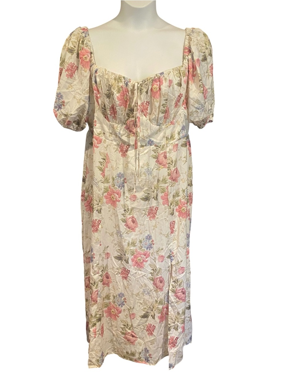 Cider Floral Midi Dress Milkmaid Cottage Peasant Prairie Womens Plus Size 2XL